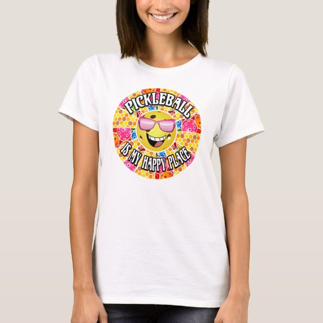 Pickleball ist mein glücklicher Ort - farbenfrohe  T-Shirt (Vorderseite)