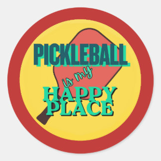 Pickleball ist mein glücklicher Ort Humor Runder Aufkleber