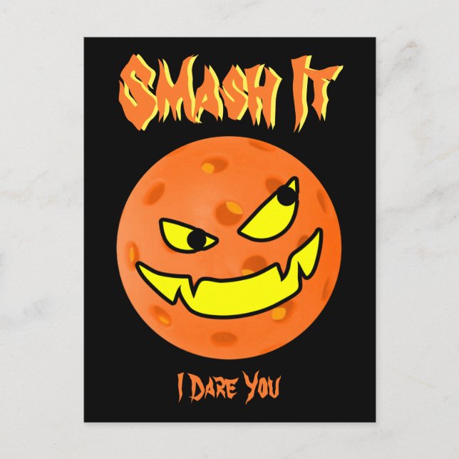 Pickleball Jack o'Lantern Orange & Black Halloween Postkarte (Vorderseite)