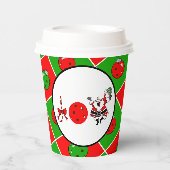 Pickleball Joy Christmas Party Rote Grüne Ornament Pappbecher (Vorderseite)