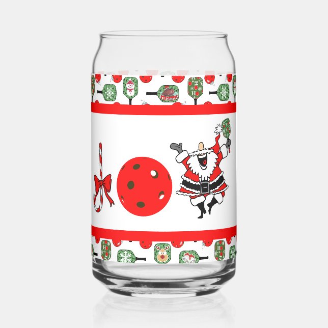 Pickleball Joy Christmas Party Santa Paddles Dosenglas (Vorderseite)
