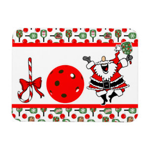 Pickleball Joy Christmas Party Santa Paddles Magnet