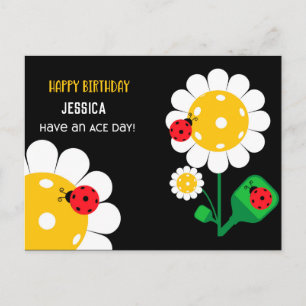 Pickleball Joyeux Anniversaire Noir Carte personna