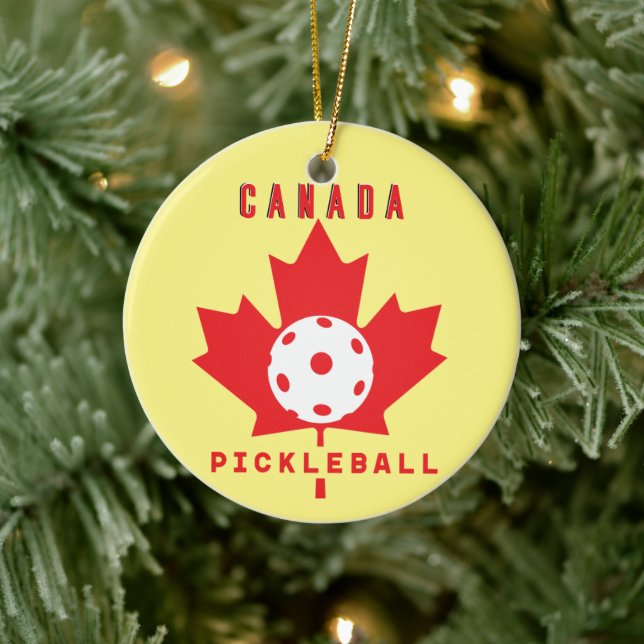 Pickleball Kanada mit benutzerdefiniertem Text auf Keramik Ornament (Baum)