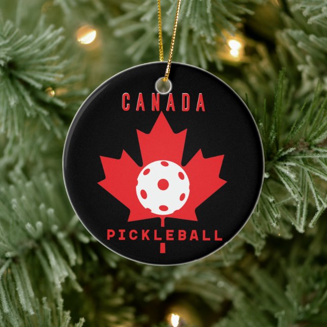 Pickleball Kanada mit benutzerdefiniertem Text auf Keramik Ornament (Baum)