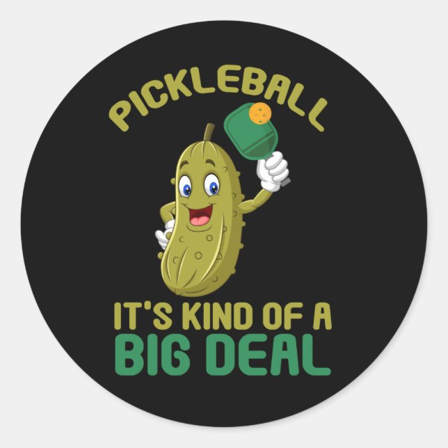 Pickleball Kid Big Deal Pickle Sport Runder Aufkleber (Vorderseite)