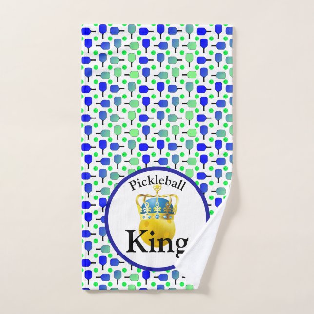 Pickleball King, gelbes Pickleball mit einer Krone Handtuch (Handtuch)