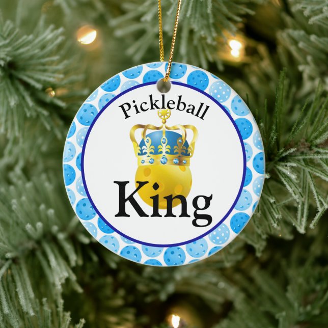 Pickleball King, gelbes Pickleball mit einer Krone Keramik Ornament (Baum)