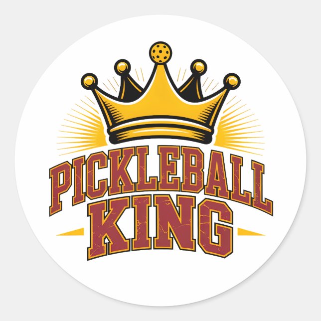 Pickleball King Runder Aufkleber (Vorderseite)
