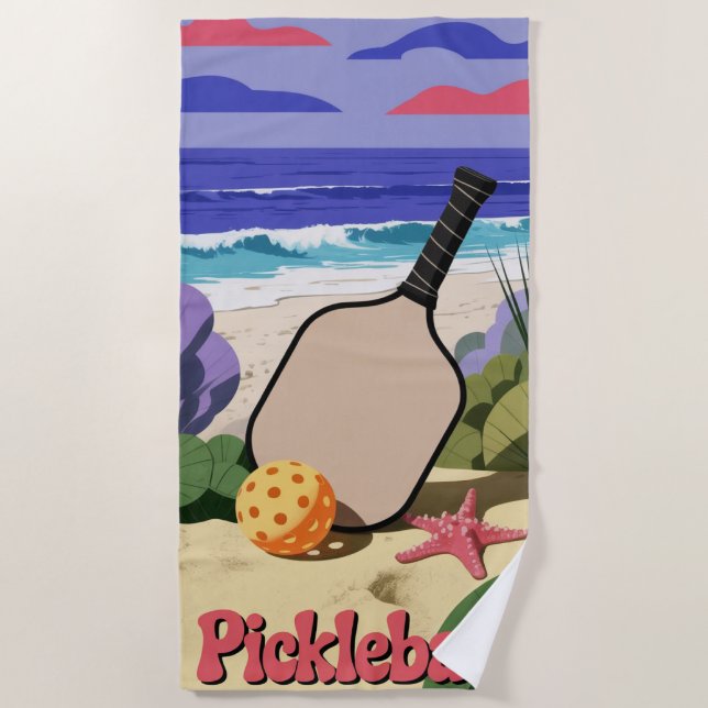 Pickleball-Küste Paddle-Szene mit Starfish Strandtuch (Vorderseite)