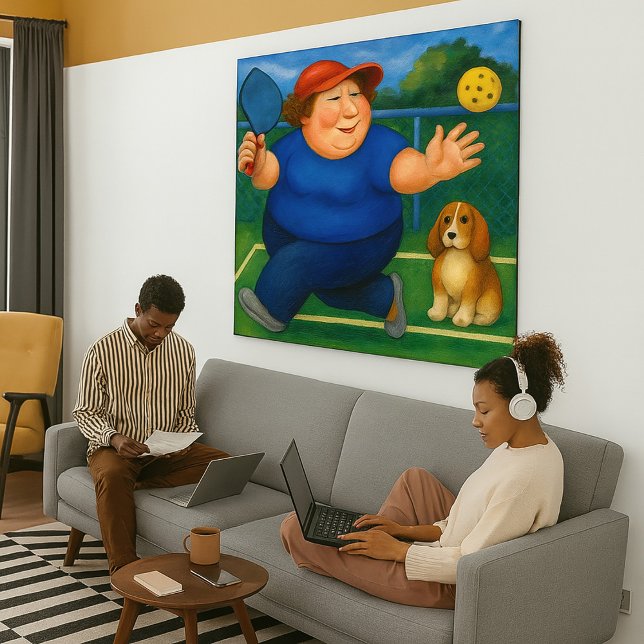 Pickleball - Large Wrapped Canvas Art Print Leinwanddruck (Large pickleball art print)