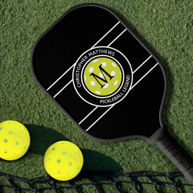 Pickleball Legend Custom Quote Name Initial Black Schläger (Von Creator hochgeladen)