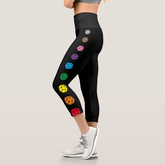Pickleball Leggings Gray Rainbow Crop Capri (Links)