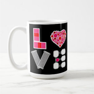 Pickleball Liebe Heart Court Balls Paddle Black Kaffeetasse