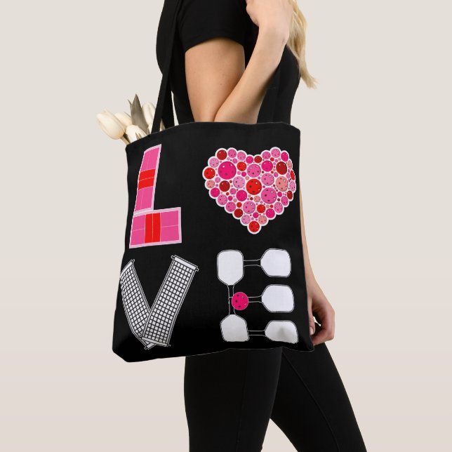 Pickleball Liebe Heart Court Balls Paddle Rosa Tasche (Von Nahem)