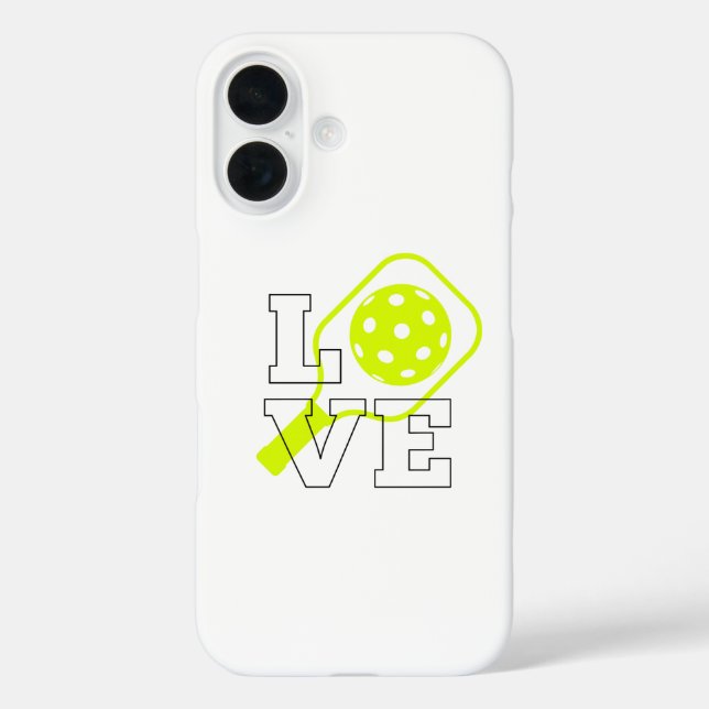 Pickleball-Liebe - Neon Paddle und Ball Design iPhone 16 Hülle (Rückseite)