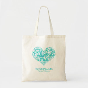 Pickleball-Liebe Personalisiert Word Art Typografi Tragetasche