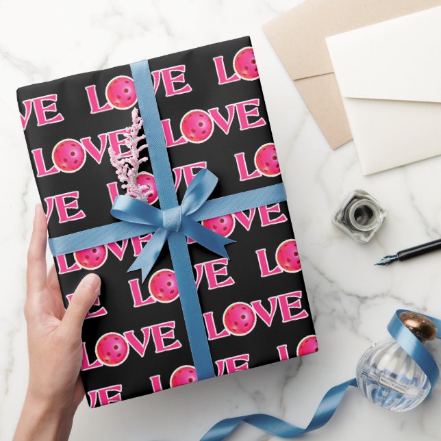 Pickleball Liebe Rosa Pickleball Valentine Geschenkpapier (Schenken)