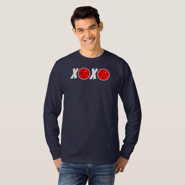 Pickleball-Liebe Valentine XOXO Rote Pickleballs T-Shirt (Vorne ganz)