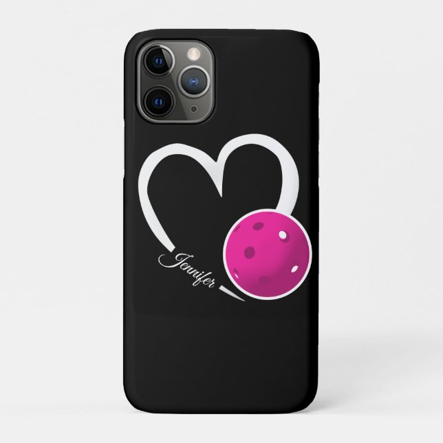 Pickleball Liebe Weißes Herz Magenta Pickleball Case-Mate iPhone Hülle (Rückseite)