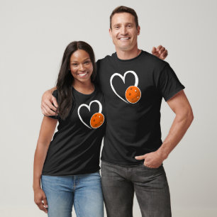 Pickleball Liebe Weißes Herz Orange Pickleball T-Shirt