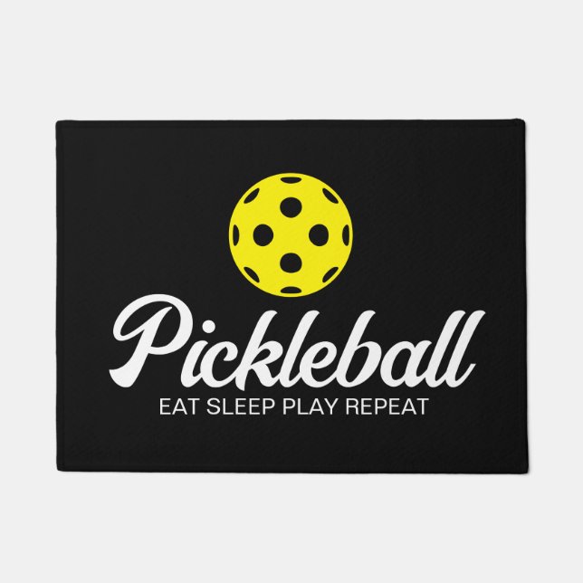 Pickleball Liebhaber schwarzer Türmchen mit lustig Fußmatte (Vorderseite)