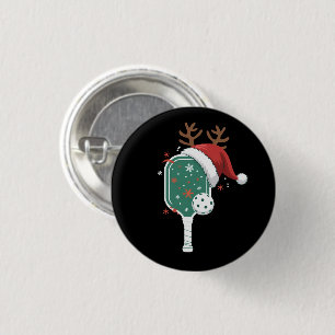 Pickleball-Liebhaber Sport Weihnachten Santa Hut Button