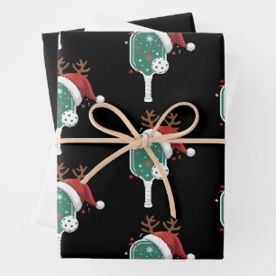 Pickleball-Liebhaber Sport Weihnachten Santa Hut Geschenkpapier Set