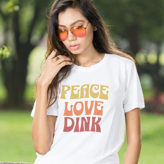Pickleball liebt Peace Liebe Dink Retro T - Shirt (Von Creator hochgeladen)