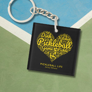 Pickleball Life Word Art Typografie Personalisiert Schlüsselanhänger