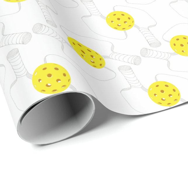 Pickleball-Linienkunst-Geschenkpapier Geschenkpapier (Rolleneckpunkt)