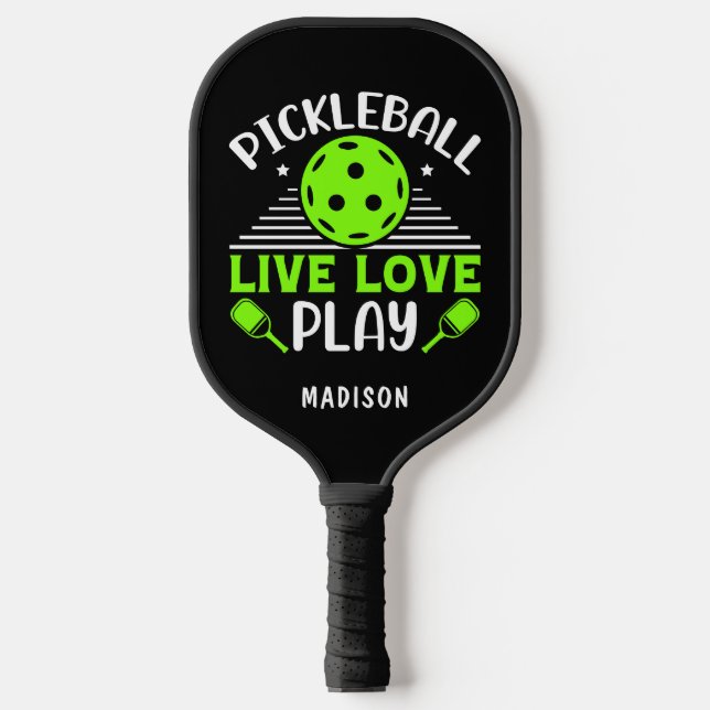 Pickleball Live Liebe Play Typografie Name Pickleball Schläger (Vorderseite)