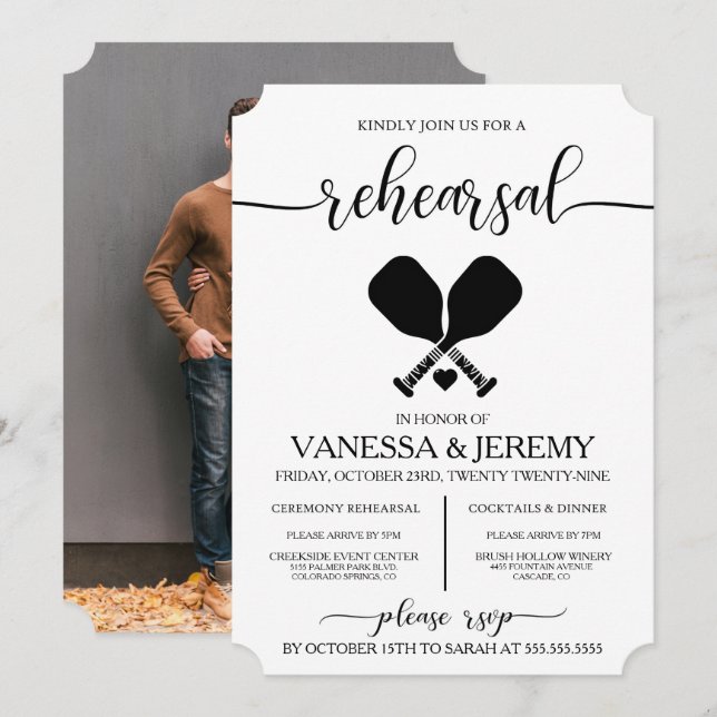 Pickleball Love Rehearssel Dîner Invitation (Devant / Derrière)