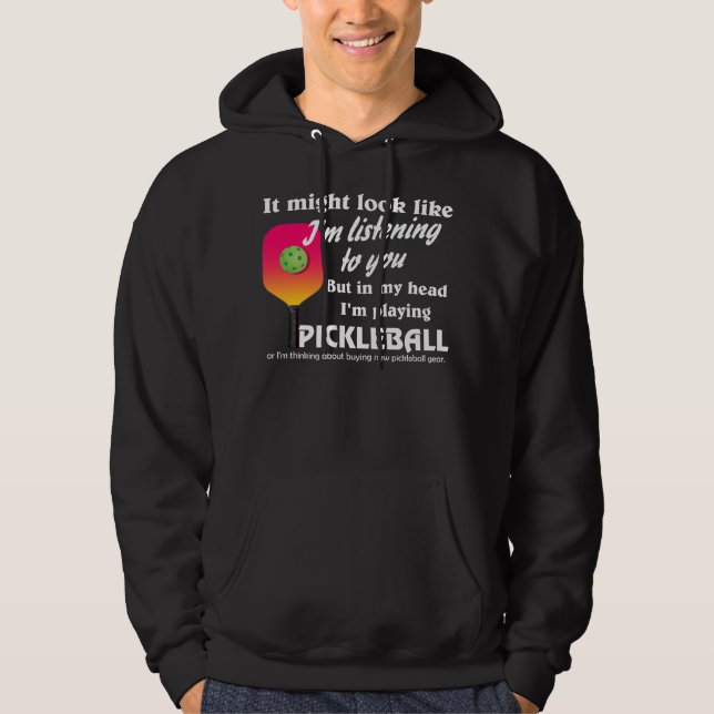 Pickleball Lover in meinem Kopf spiele ich Pickleb Hoodie (Vorderseite)