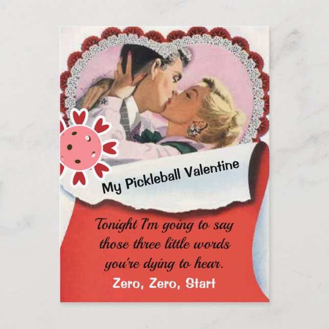Pickleball Lover Valentine Drei kleine Worte Postkarte (Vorderseite)