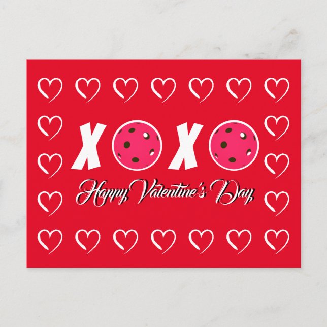 Pickleball Lover Valentine XOXO Pickleballs Postkarte (Vorderseite)