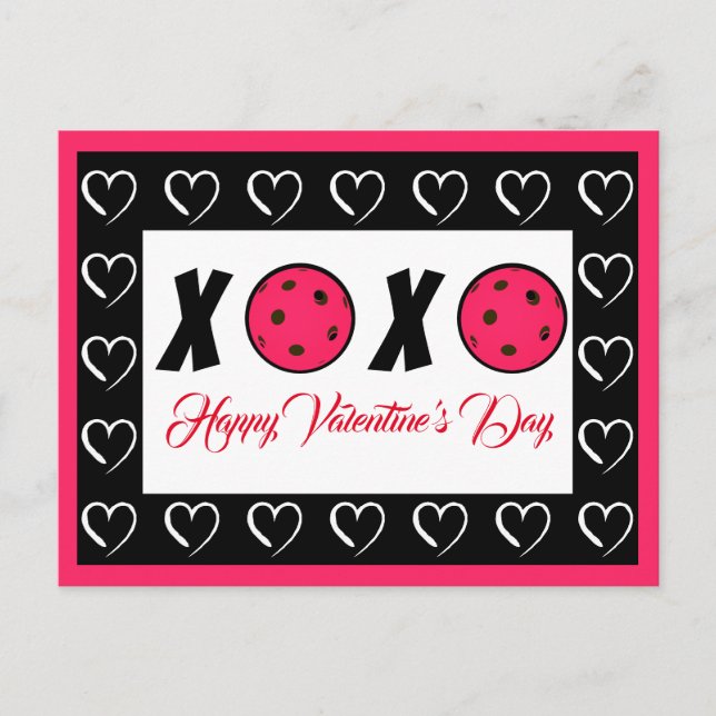 Pickleball Lover Valentine XOXO Pickleballs Postkarte (Vorderseite)