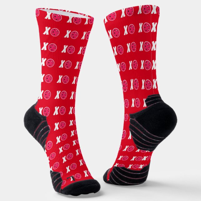 Pickleball Lover Valentine XOXO Pickleballs Socken (Gewinkelt)