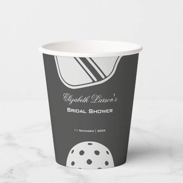 Pickleball Lovers Brautparty Black & White Pappbecher (Vorderseite)