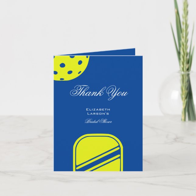 Pickleball Lovers Brautparty Neon Blue Dankeskarte (Vorderseite)
