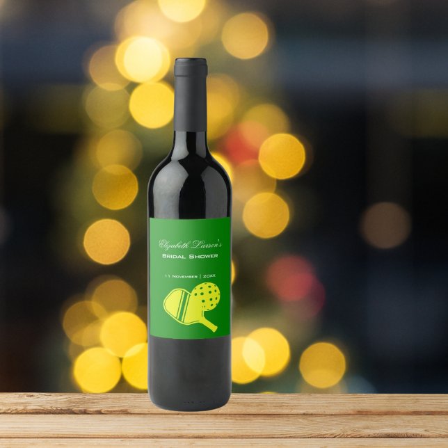 Pickleball Lovers Brautparty Neon Theme Weinetikett (Von Creator hochgeladen)