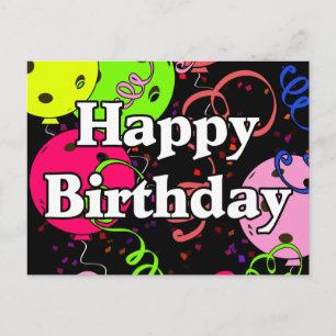 Pickleball Luftballons Konfetti Alles Gute zum Geb Postkarte