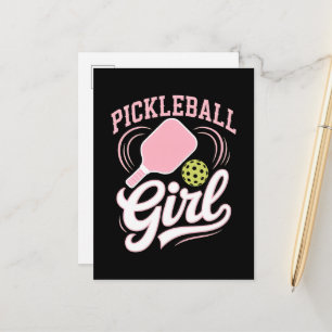 Pickleball Mädchen Spielerin Ankündigungspostkarte