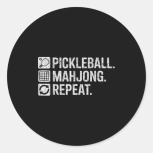 Pickleball Mahjong wiederholen lustiges Spiel Lieb Runder Aufkleber