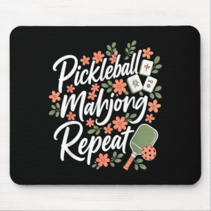 Pickleball Mahjong Wiederholung Blume Floral Paddl Mousepad