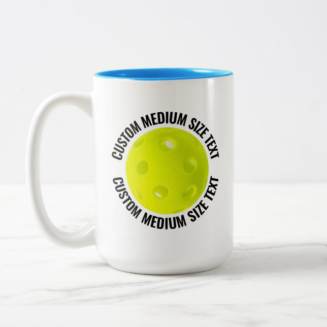 Pickleball & Medium Text HELLBLAU 425g Custom Zweifarbige Tasse (Links)