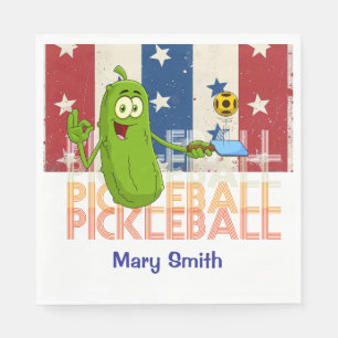 Pickleball mit amerikanischem Thema für 4. Juli Serviette