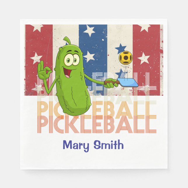 Pickleball mit amerikanischem Thema für 4. Juli Serviette (Vorderseite)
