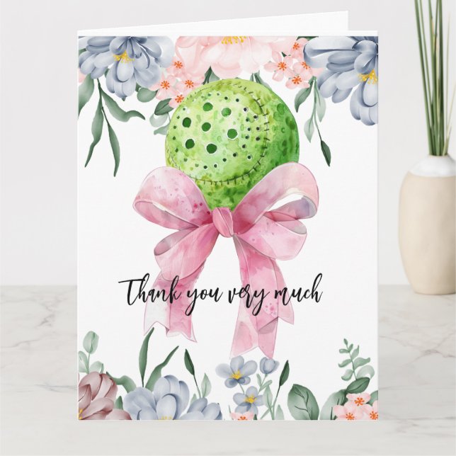 Pickleball mit Blume Dankeskarte (Vorderseite)