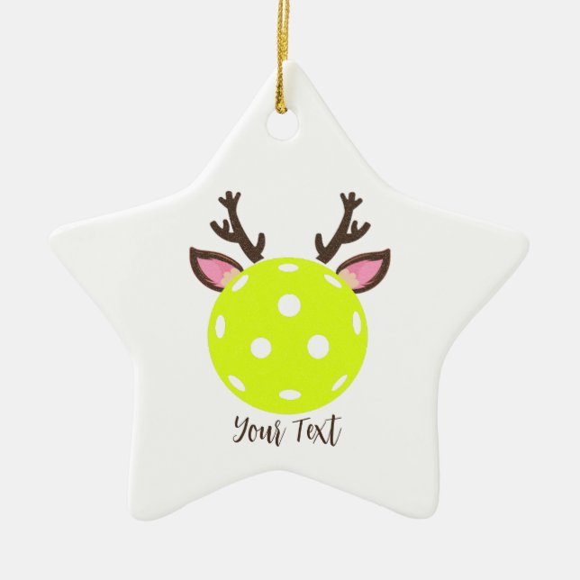Pickleball mit den Rentierfessern. Funny Picklebal Keramik Ornament (Vorne)